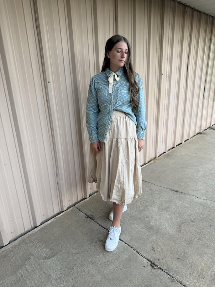 Bluebell Bow Denim Top
