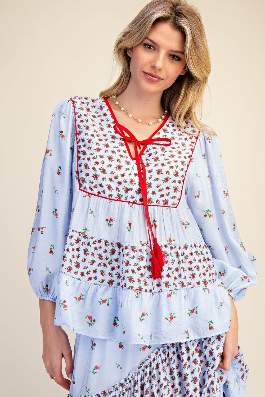 Floral Blue & Red 2 piece set