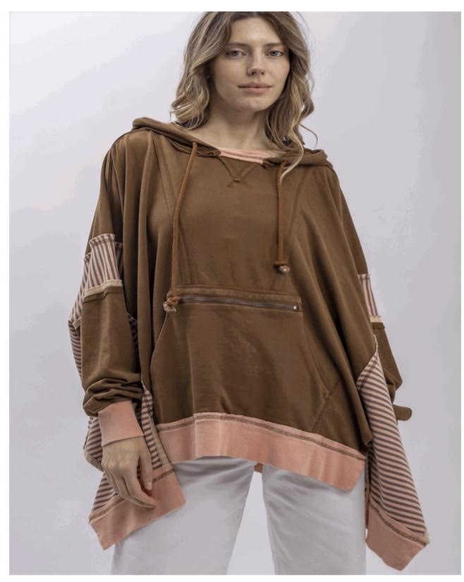 BROWN AND PINK HOODIE