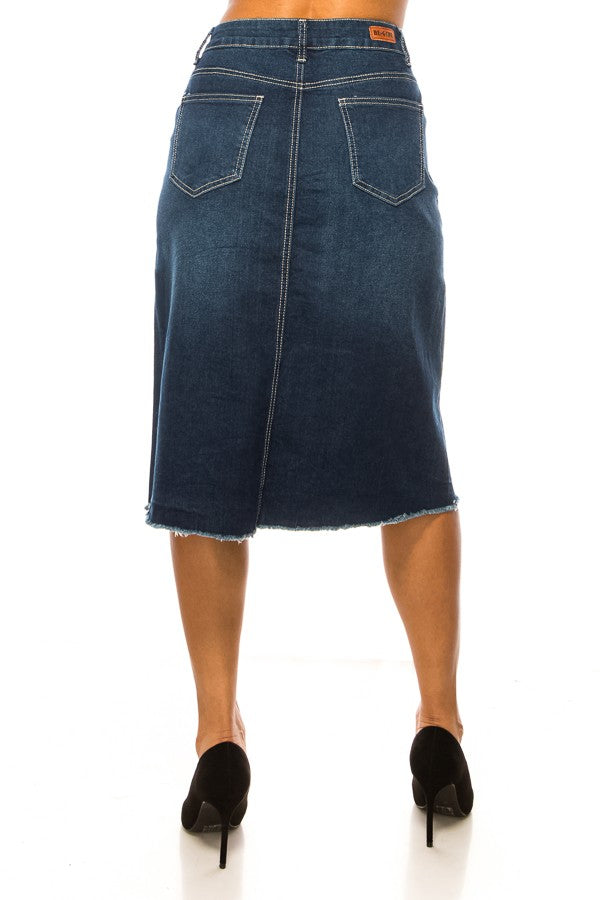 DENIM SKIRT: A-LINE> DARK INDIGO WASH