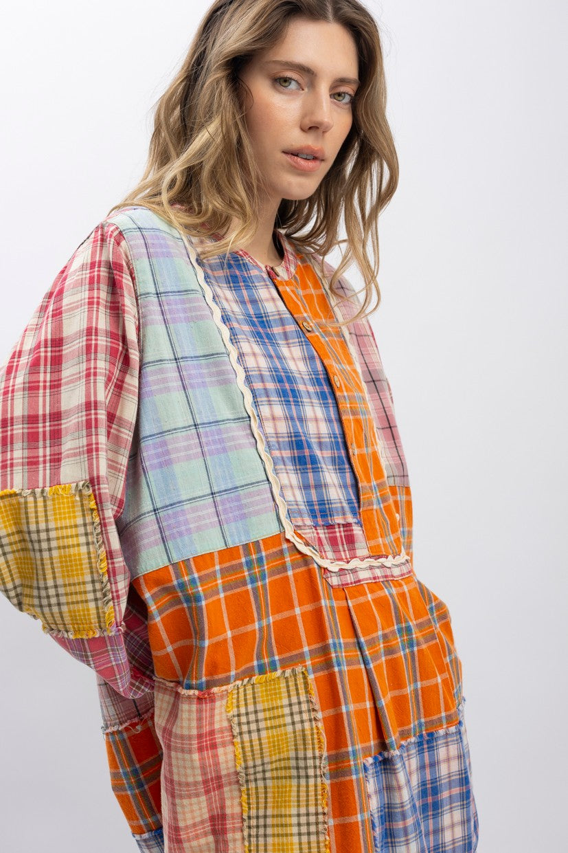 Plaid About You Patchwork Tunic Top
