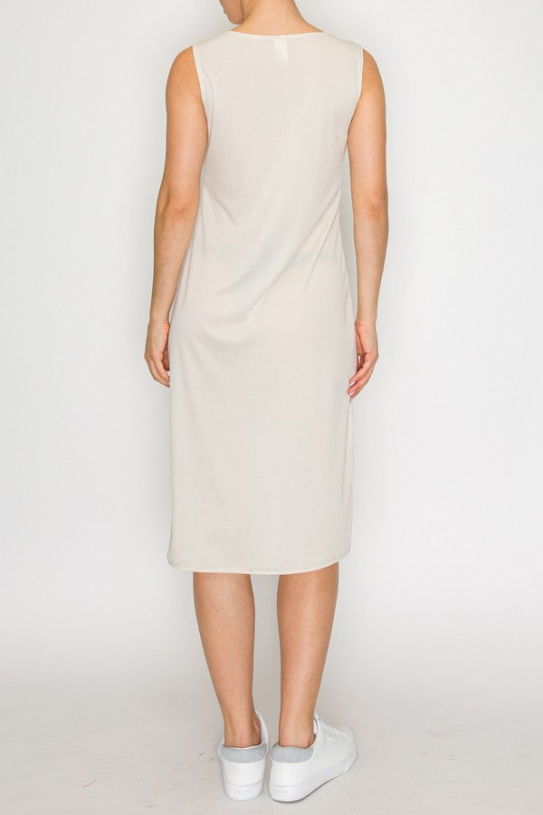 SLEEVELESS LAYERING DRESS> CREAM