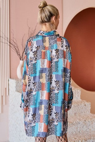 VINTAGE PATCHWORK PRINT LONG SHIRT