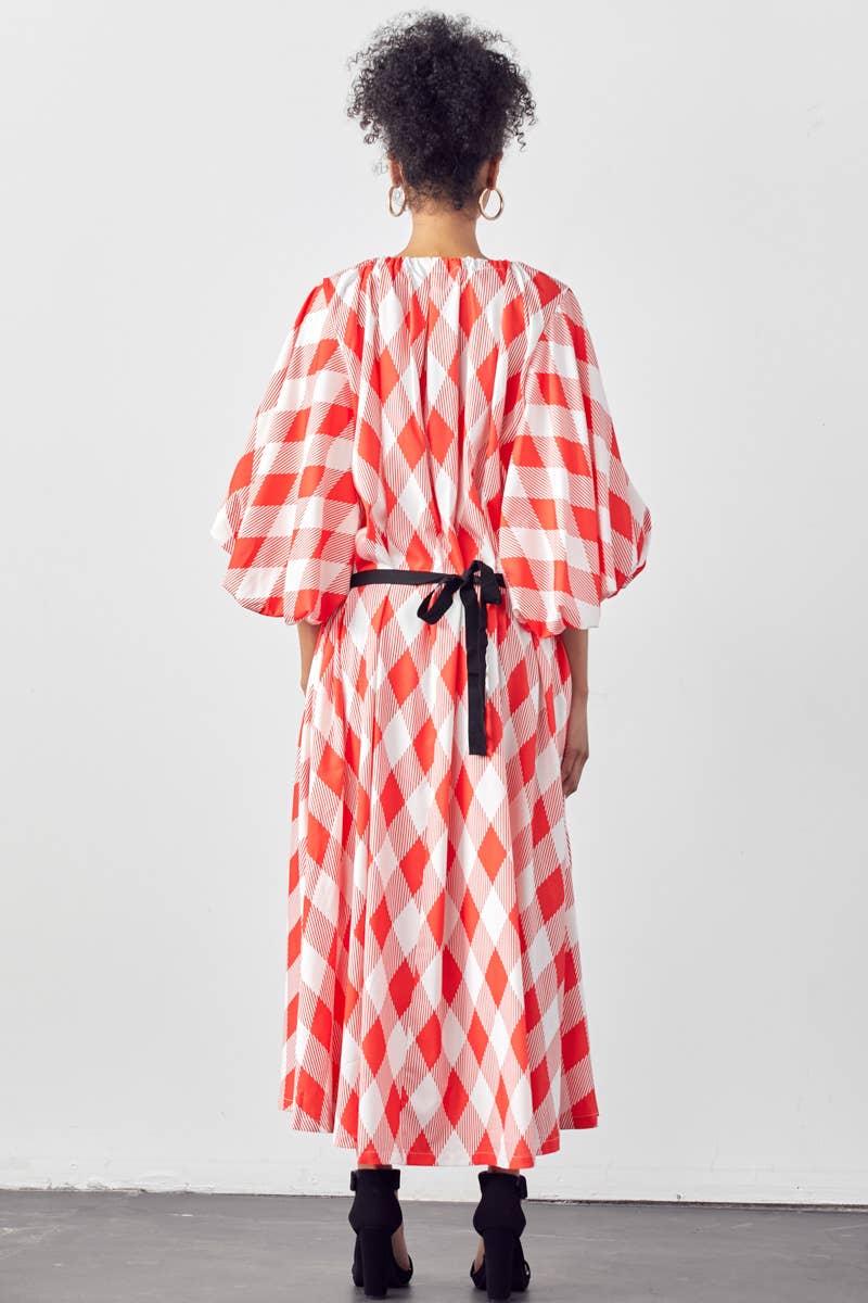 BALLOON SLEEVE DRESS WITH POCKETS