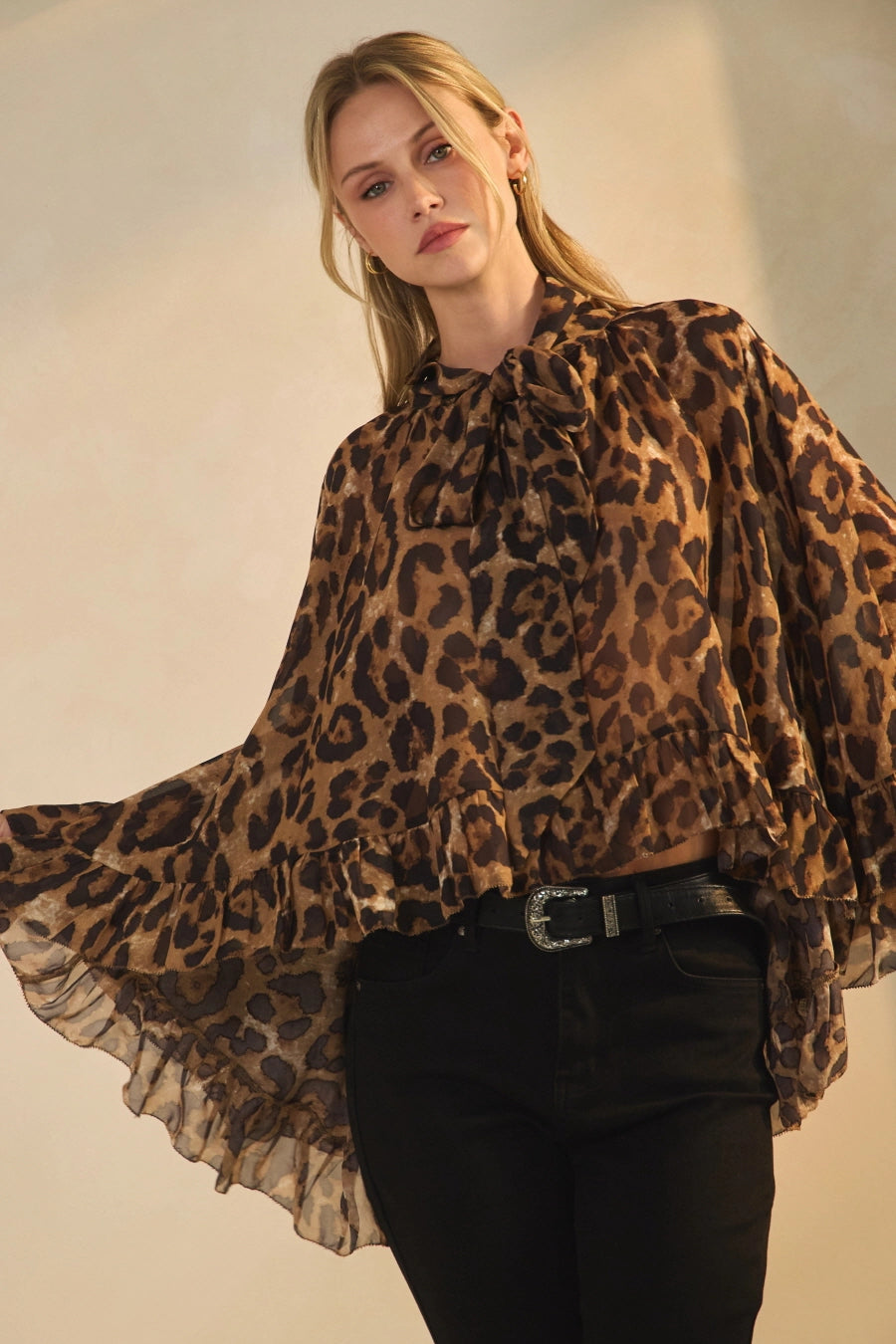 Leopard Printed Chiffon Blouse