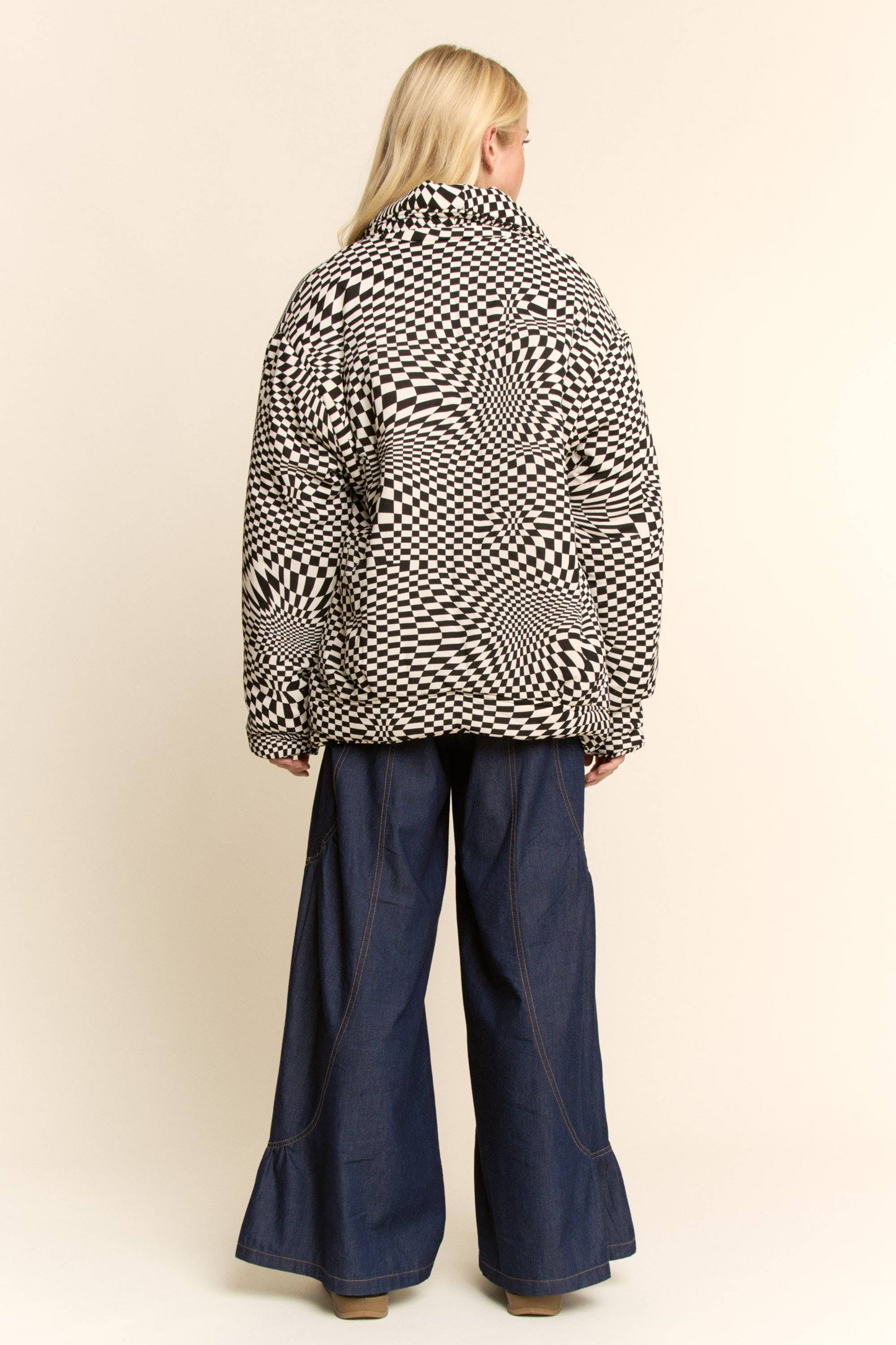 PLUS RETRO PRINT PAD SHAWL COLLAR BUTTON JACKET