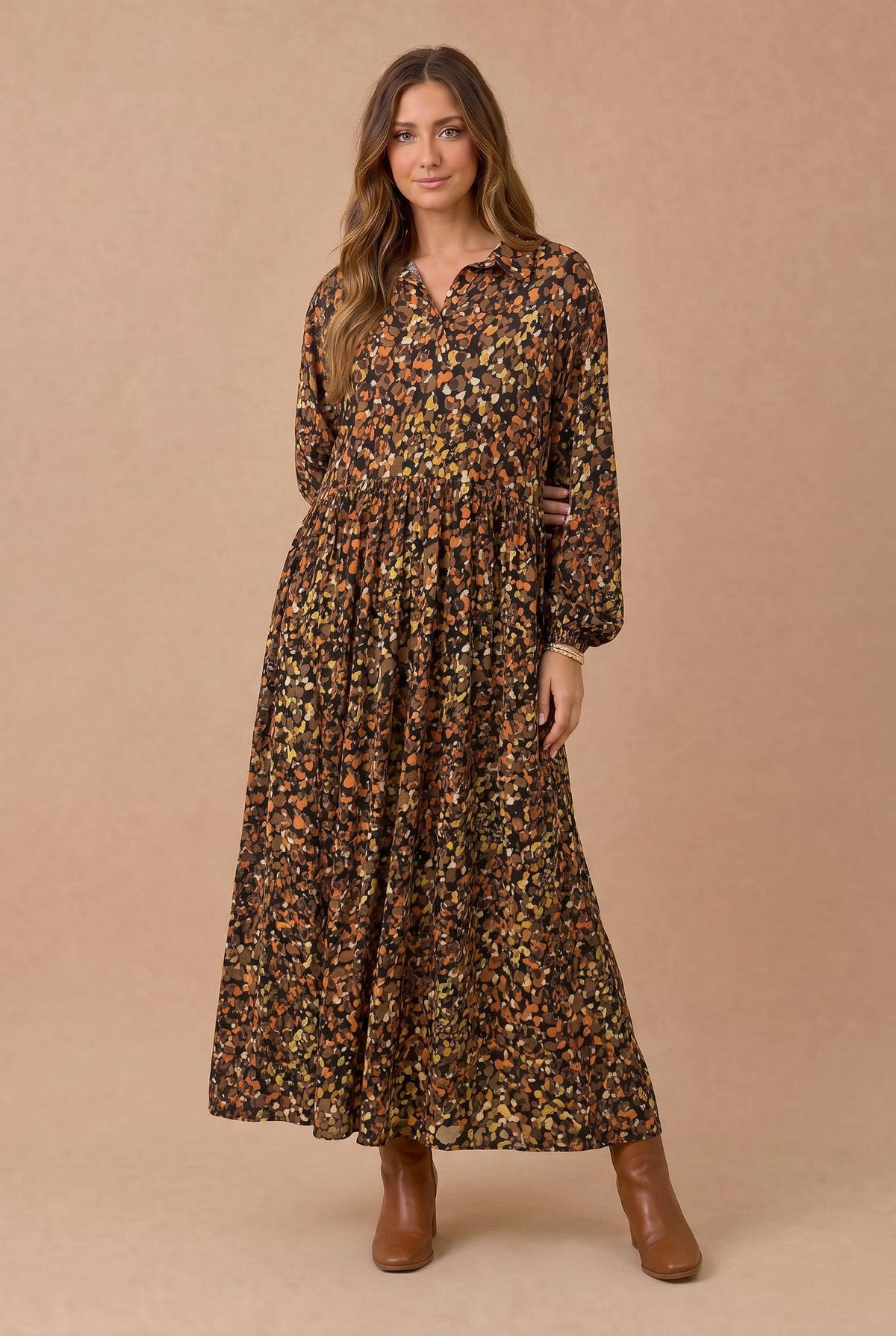 Babydoll Fit and Flare Dotted Leopard Dress