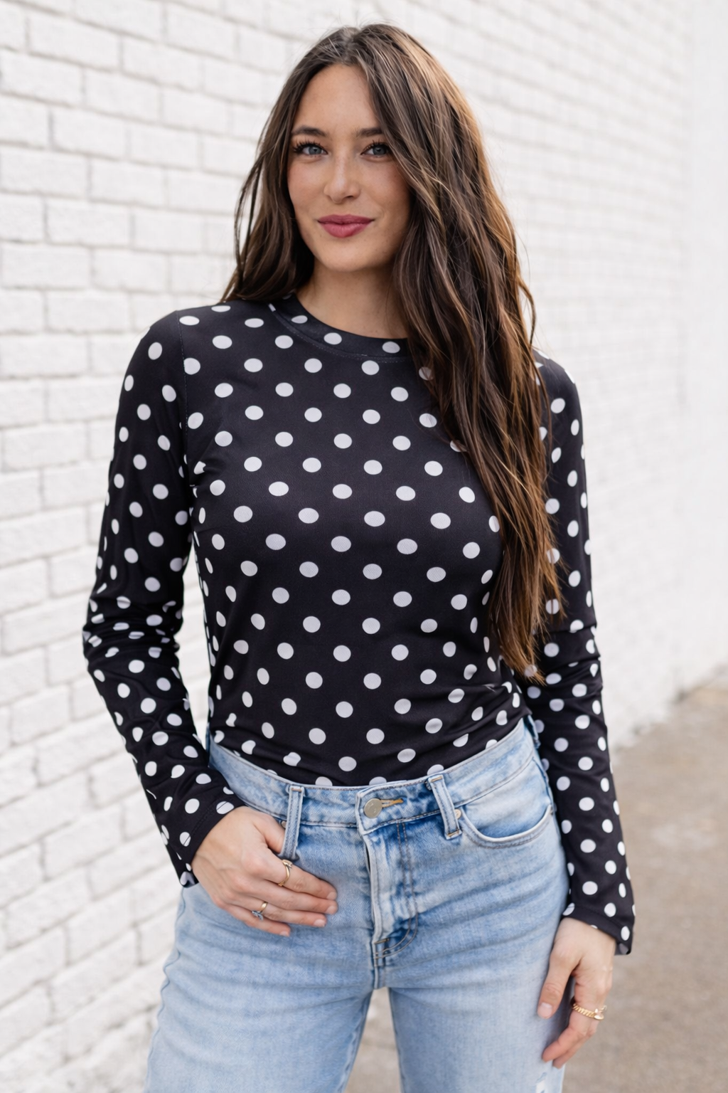 TH1221 BLACK POKA DOTS MESH TOP (7 Piece)