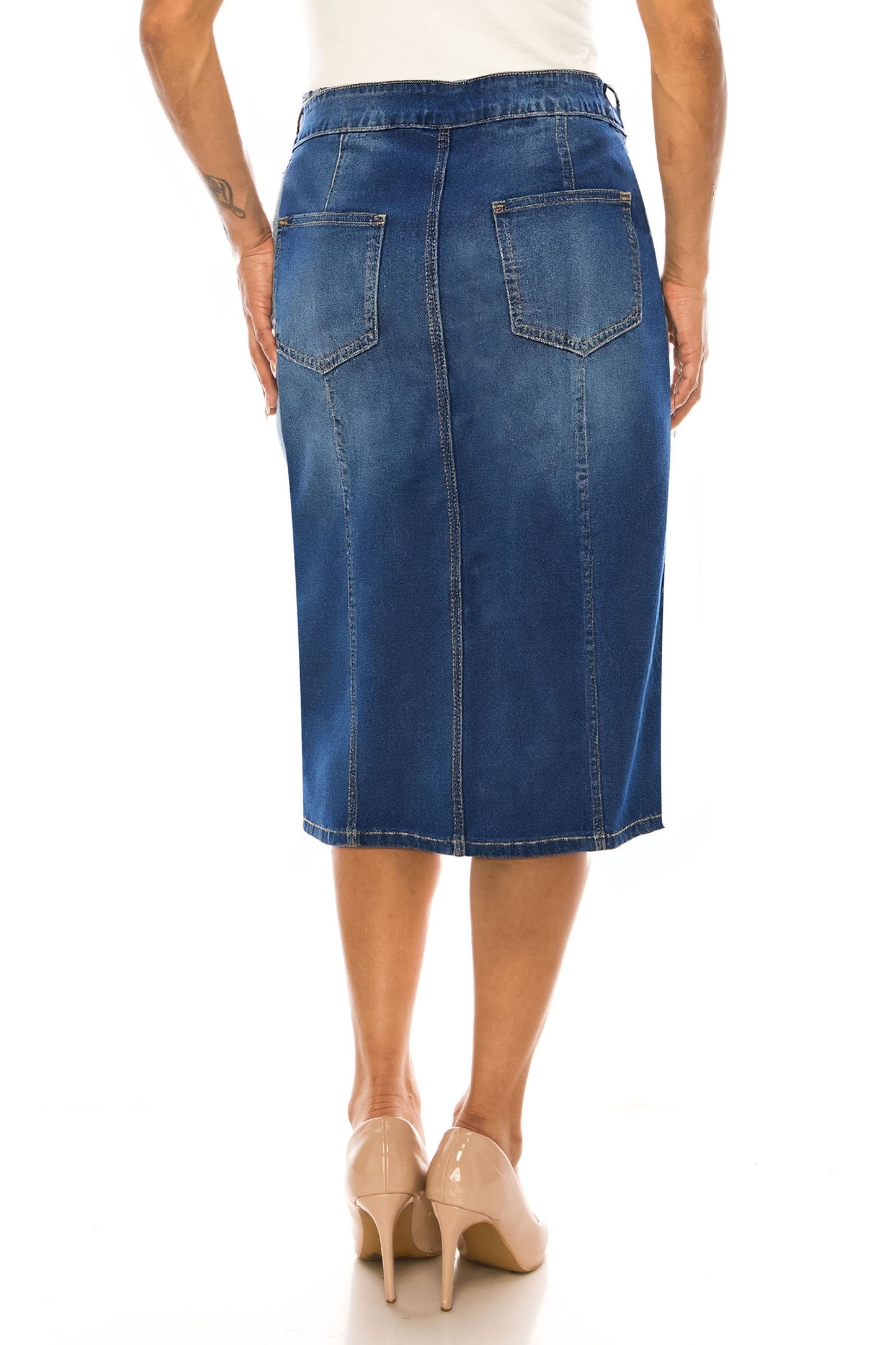 A-LINE> DARK INDIGO WASH W/ SIDE ZIPPER