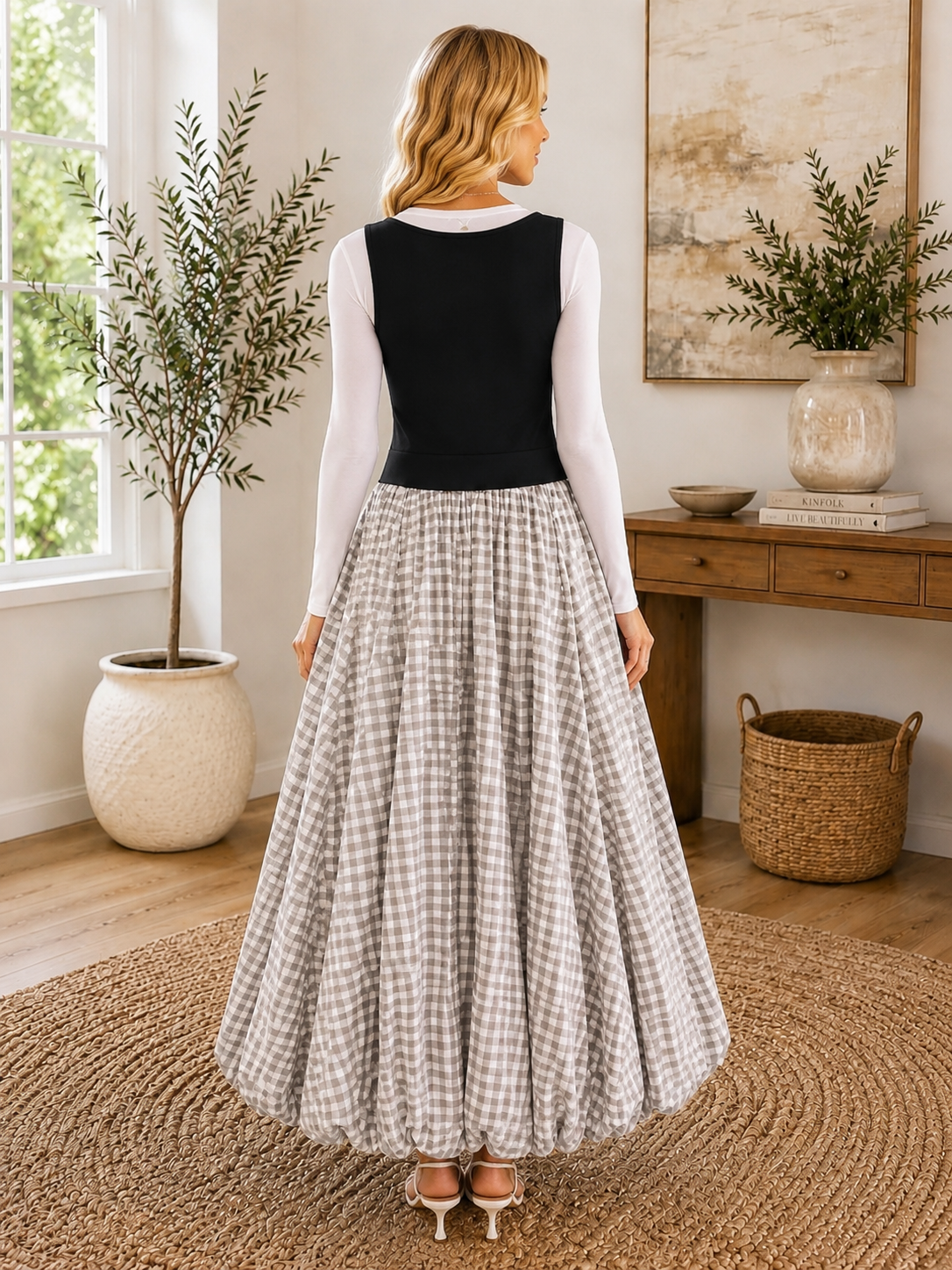 Moonlit Gingham Dress
