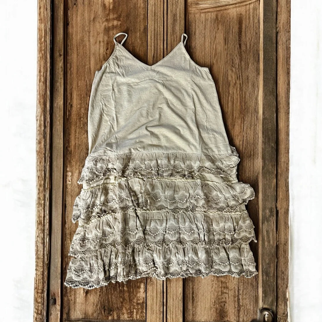 Vintage Lace Ruffle Slip Dress