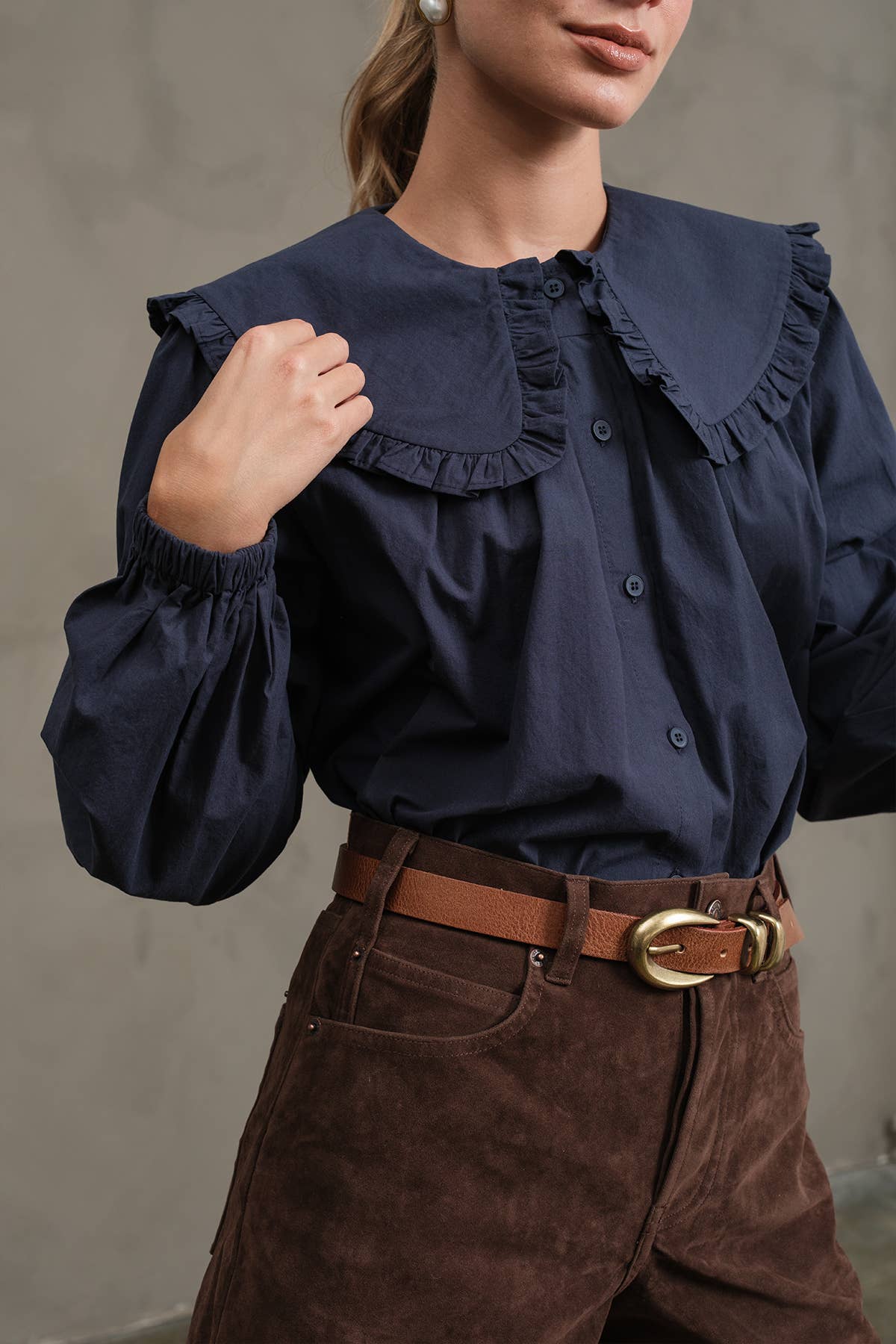 PETER PAN Frill Collar Cotton Blouse
