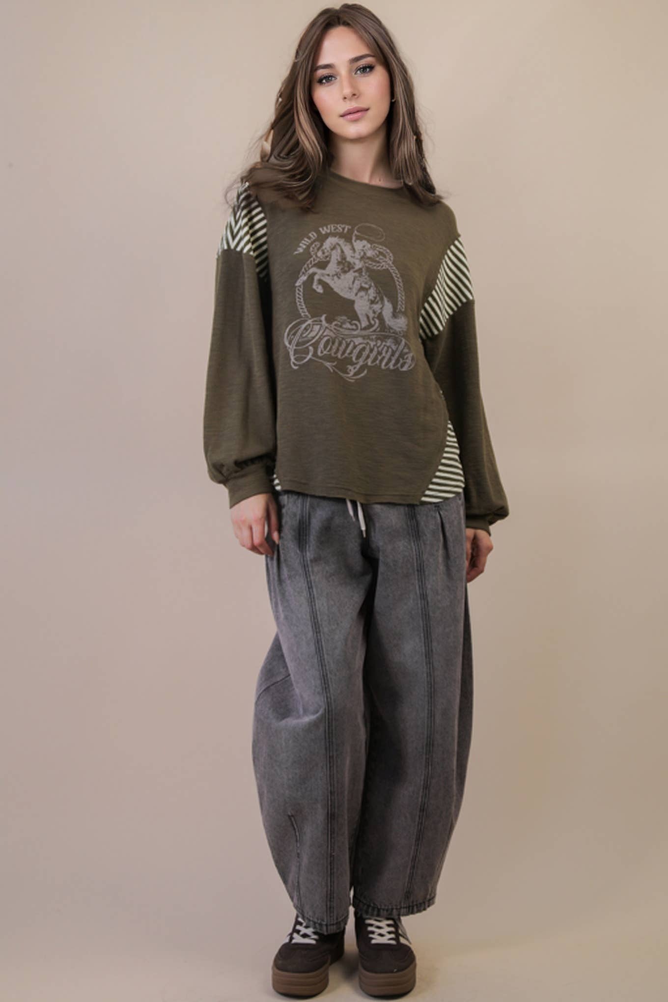 OversizedWestern Graphic Knit Top