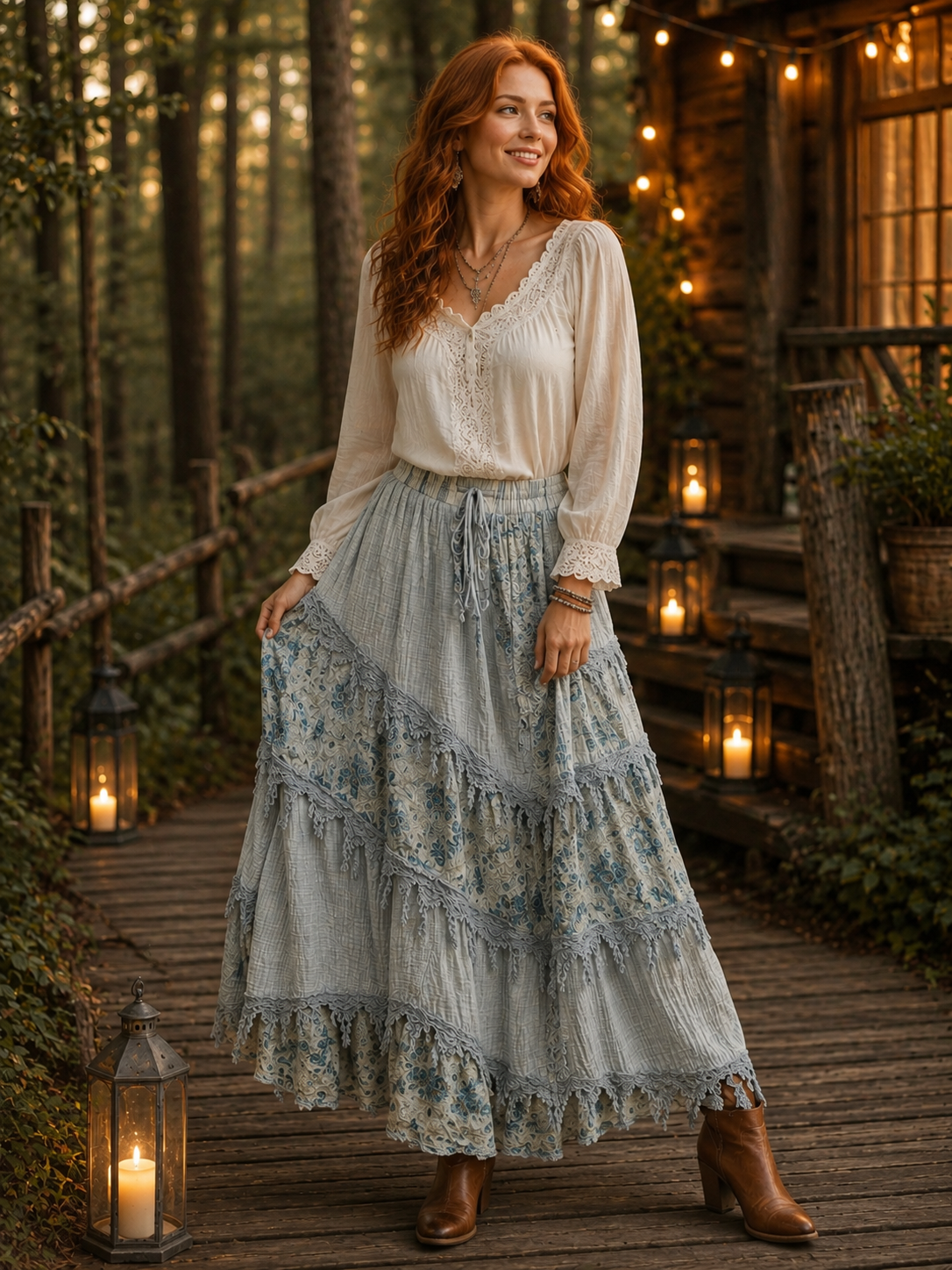 Dusty Blue Wildflower Maxi