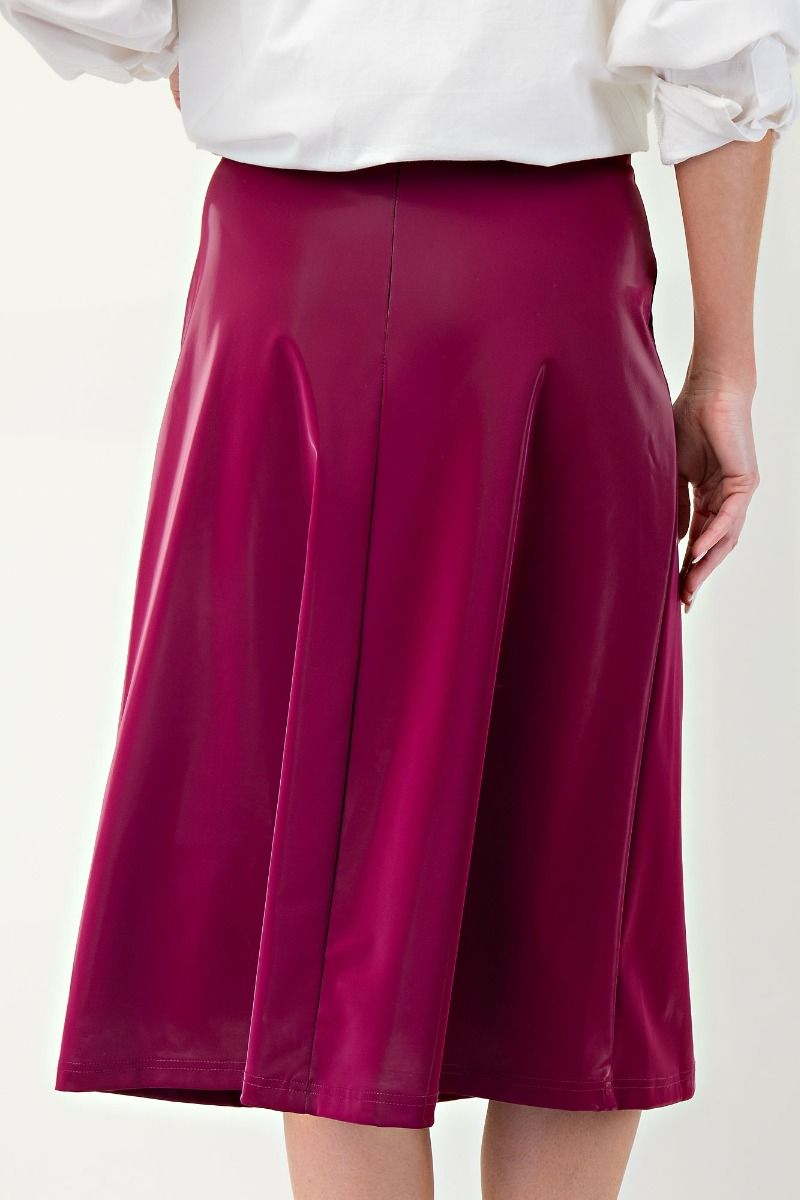 Magenta Chic Faux Leather Skirt