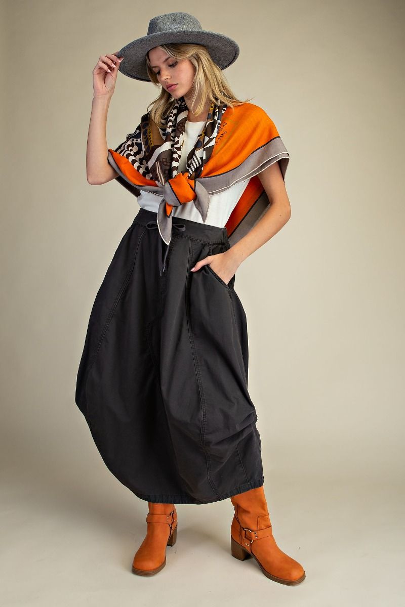 PARACHUTE CARGO-MAXI SKIRT> BLACK