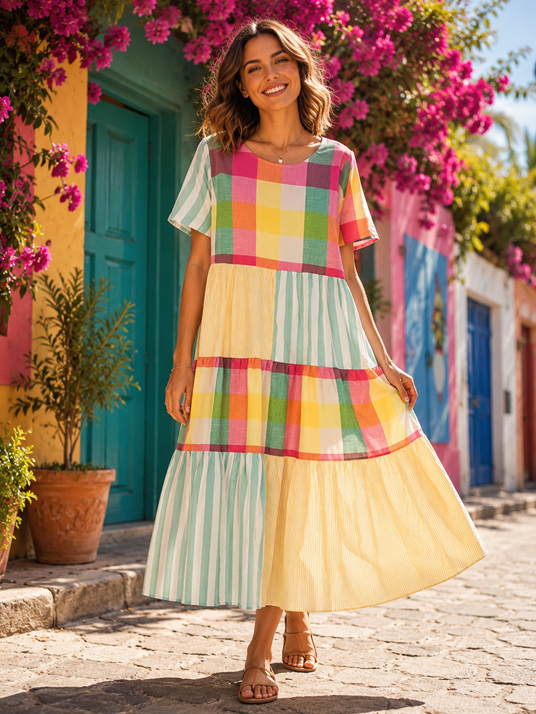 Basket Weave Pastel Dress