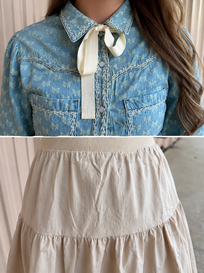 Bluebell Bow Denim Top