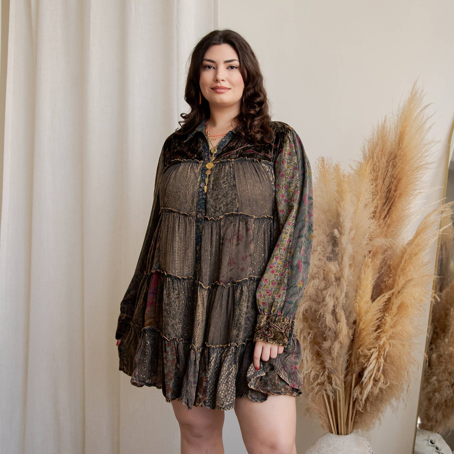 Artisan Embroidered Jhabla Shirt Dress PLUS