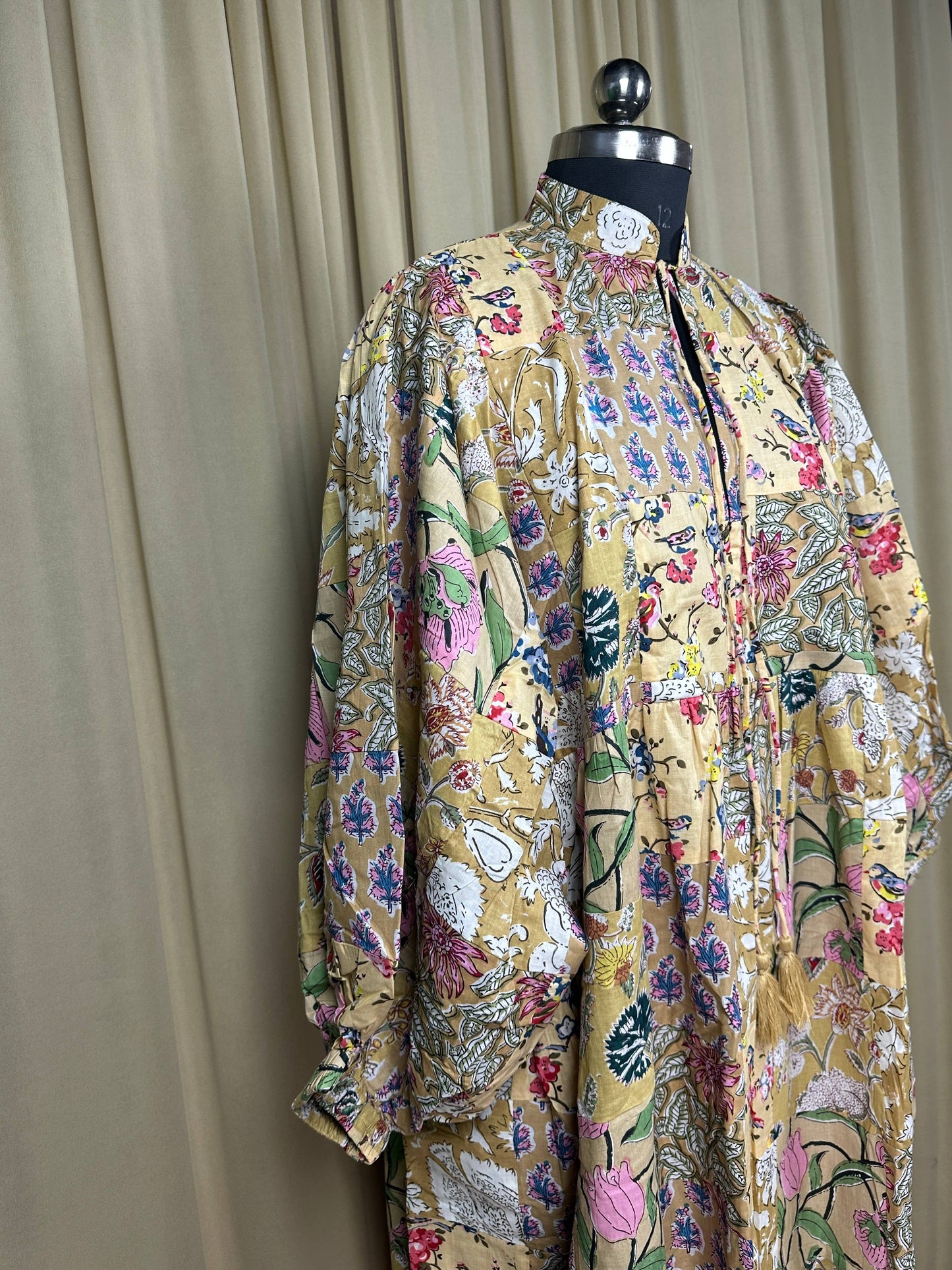 BEIGE SHADES - Hand Patchwork Cotton Dress OneSize