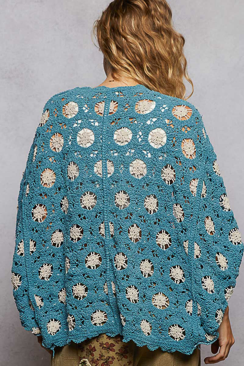 Ocean Bloom Crochet Cardigan