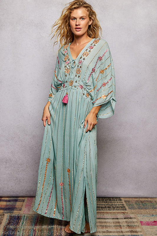 SEAGREEN EMBELLISHED DRESS
