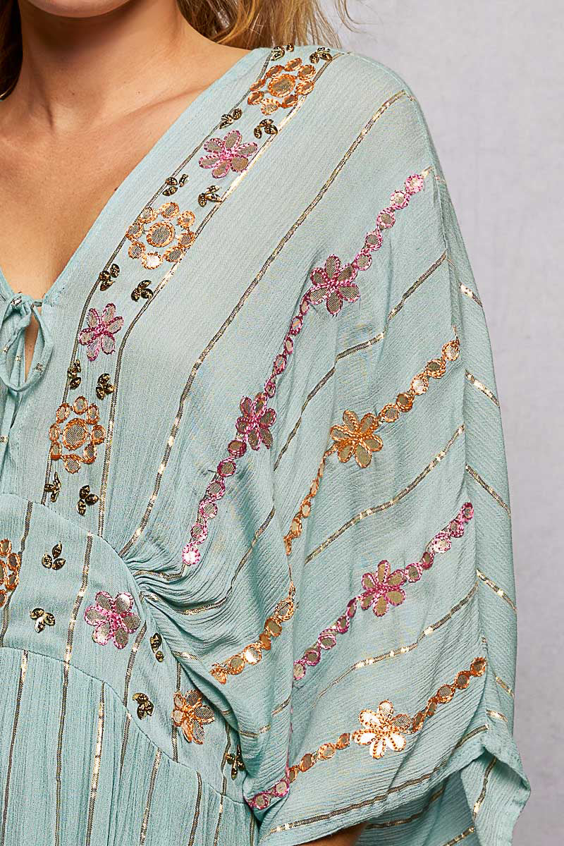 SEAGREEN EMBELLISHED DRESS