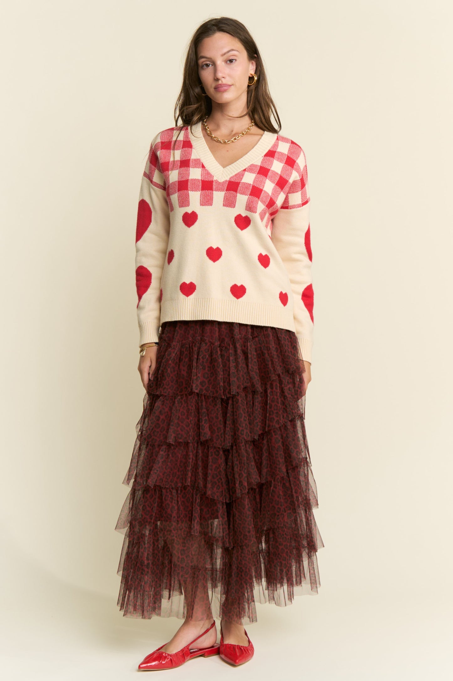 Tiered Ruffle Mesh Lined Maxi Skirt