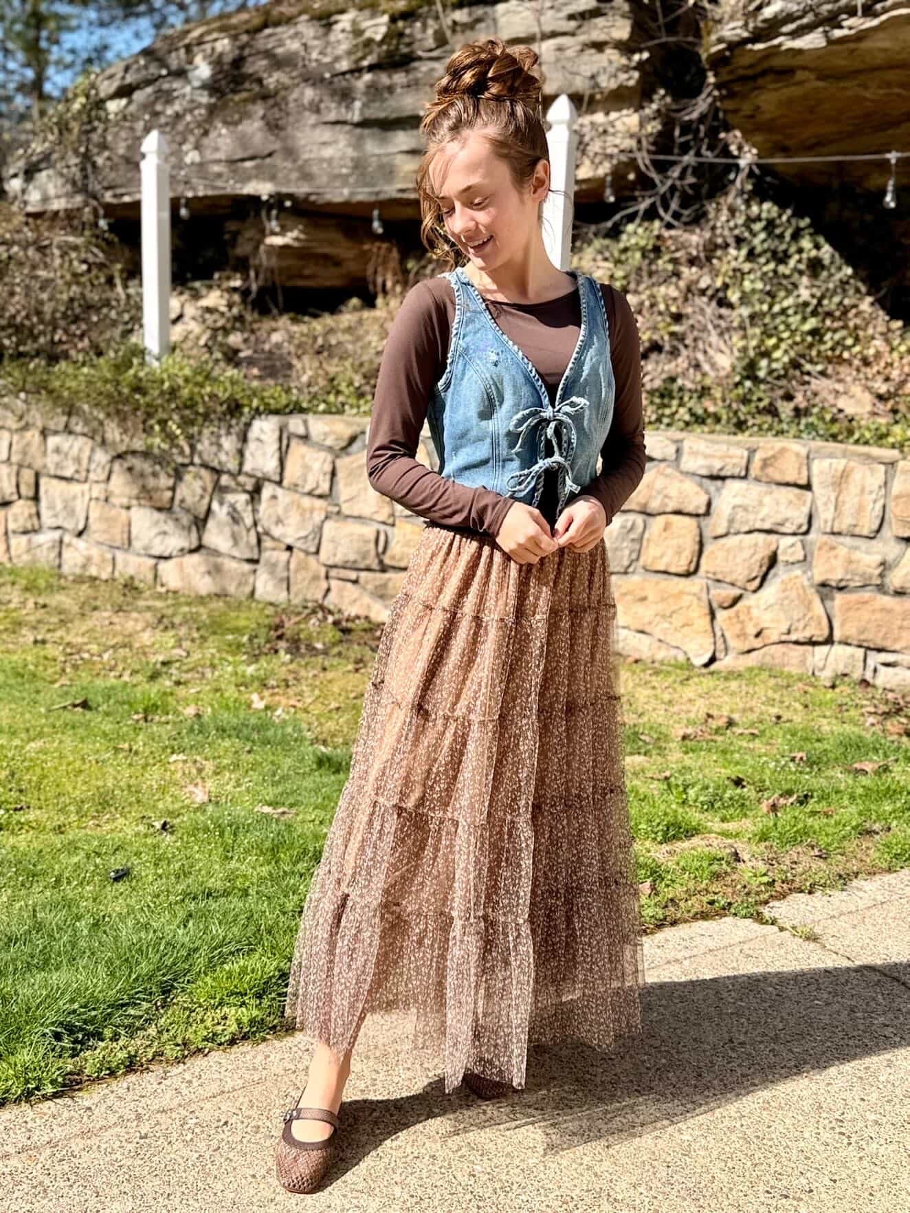 Tulle brown Khristen girl skirt