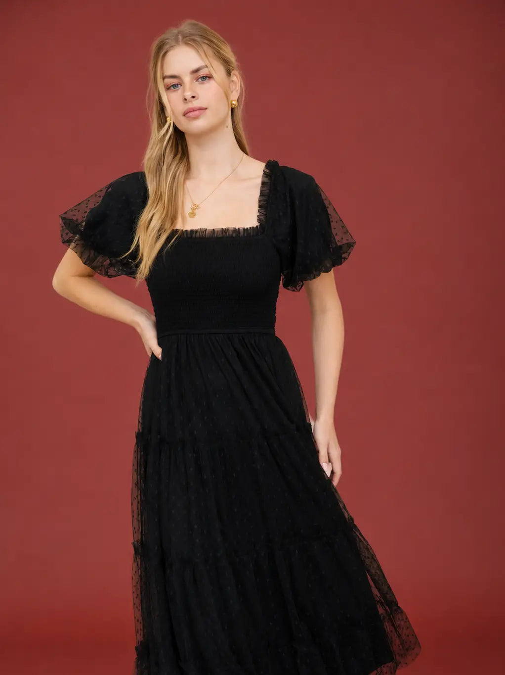 Midnight Noir Tulle Maxi Dress