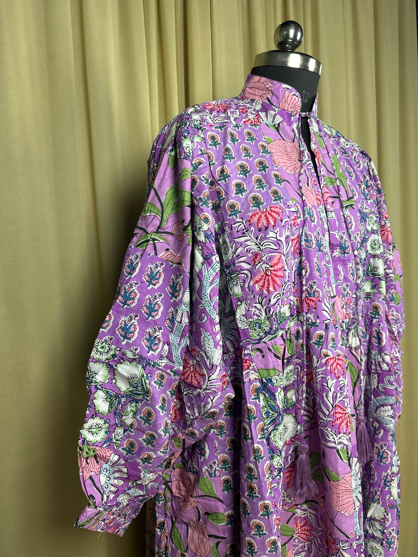 PURPLE  SHADES| Hand Patchwork Cotton Dress OneSize