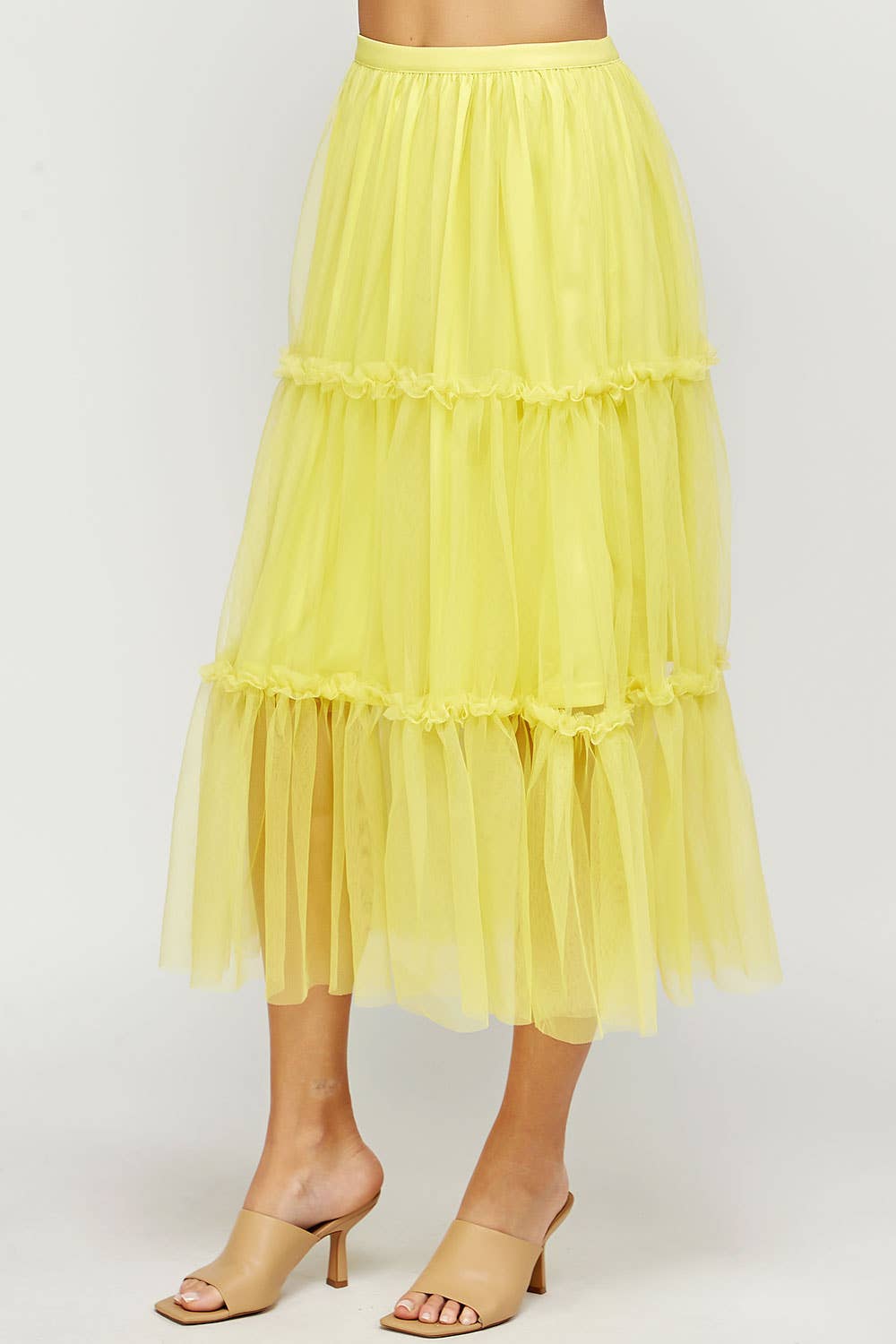Tulle Midi Skirt With Mini Ruffles