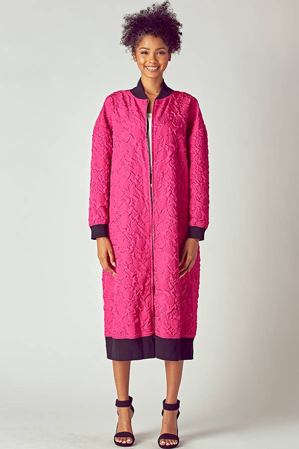 EMBOSSED JACKET WITH TWO WAY ZIPPER