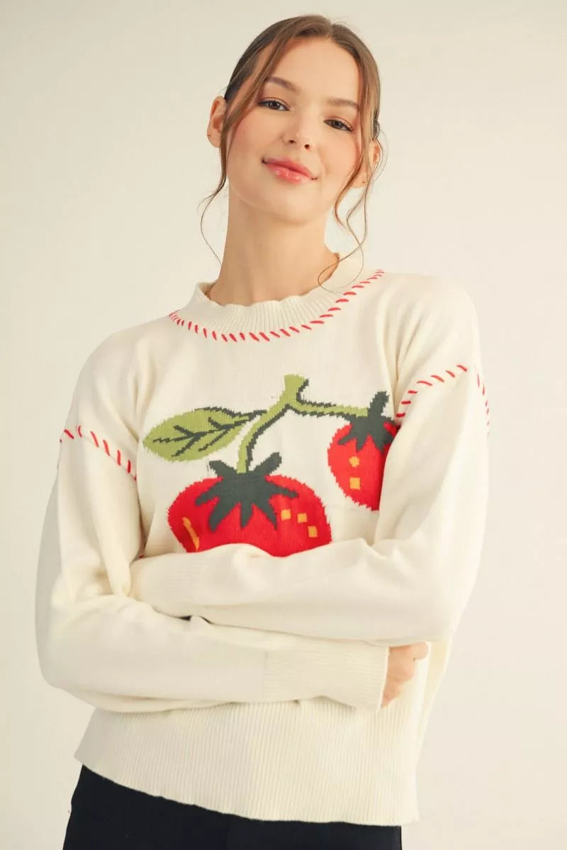 Tomato Garden Cream Sweater