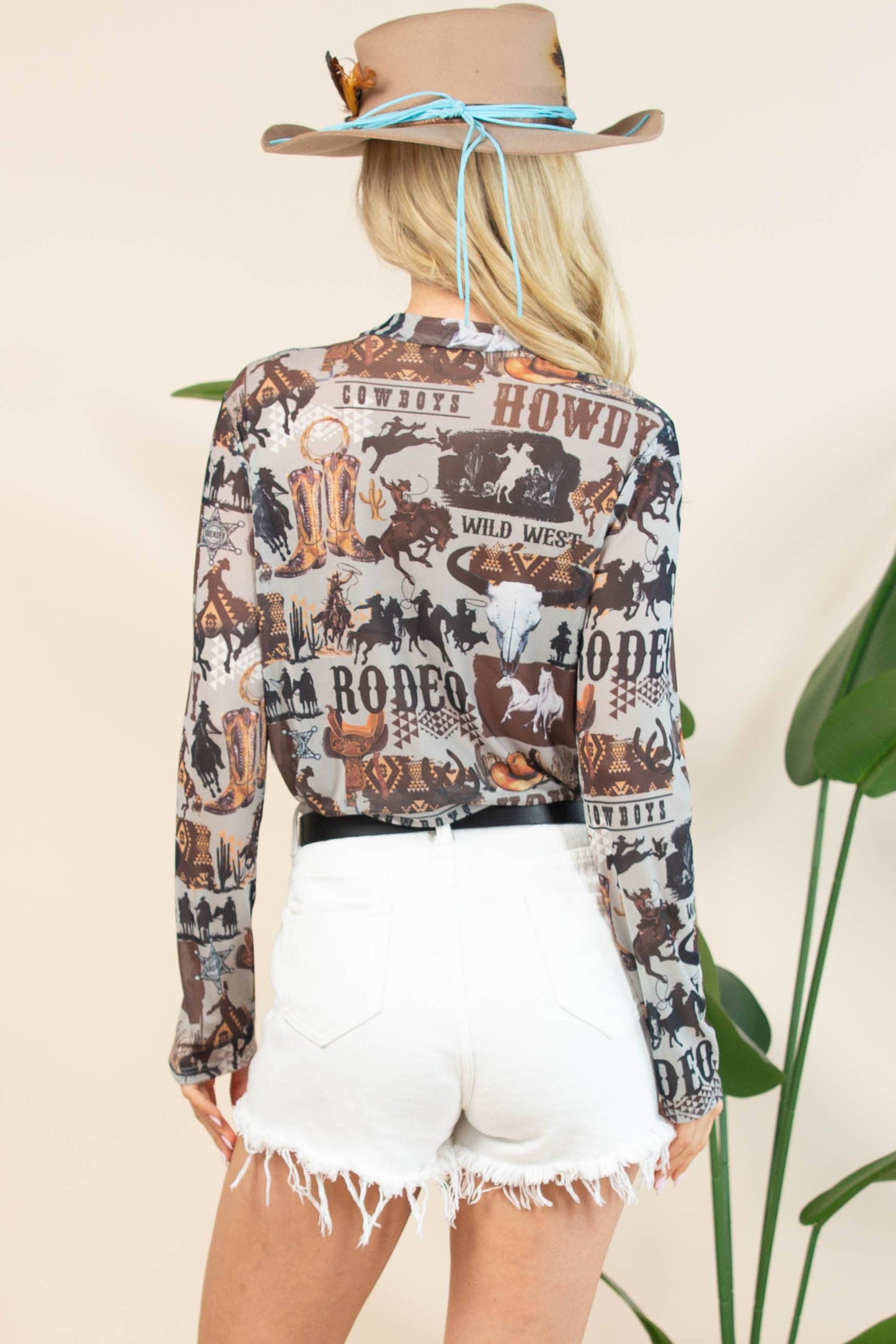 AV1230-AUBREY-6169 WESTERN RODEO SEMI SHEER MESH TOP