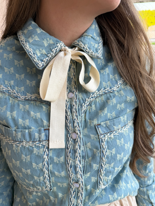 Bluebell Bow Denim Top