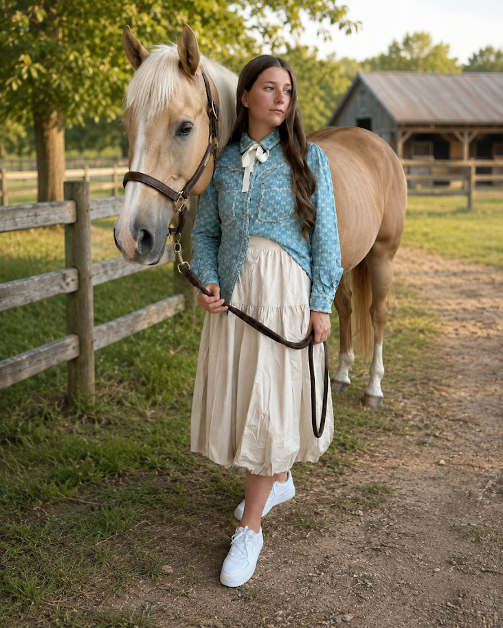 Bluebell Bow Denim Top