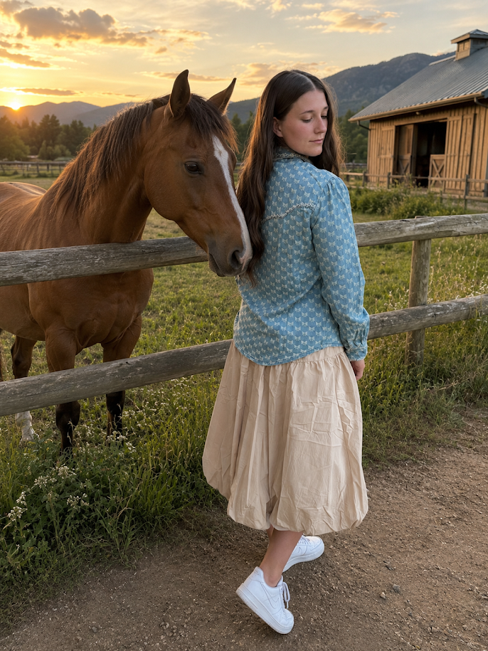 Bluebell Bow Denim Top