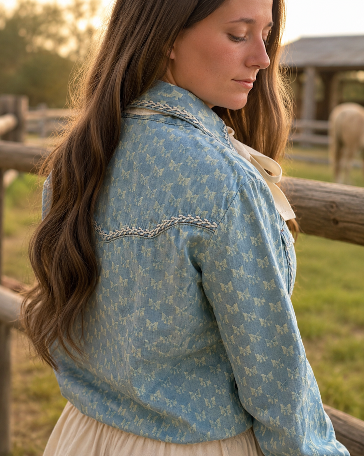 Bluebell Bow Denim Top
