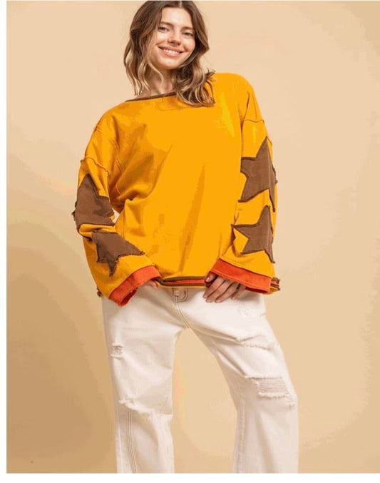 MUSTARD TOP WITH STARS