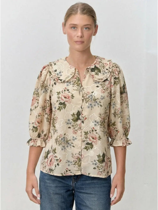 Garden Muse Floral Collared Blouse