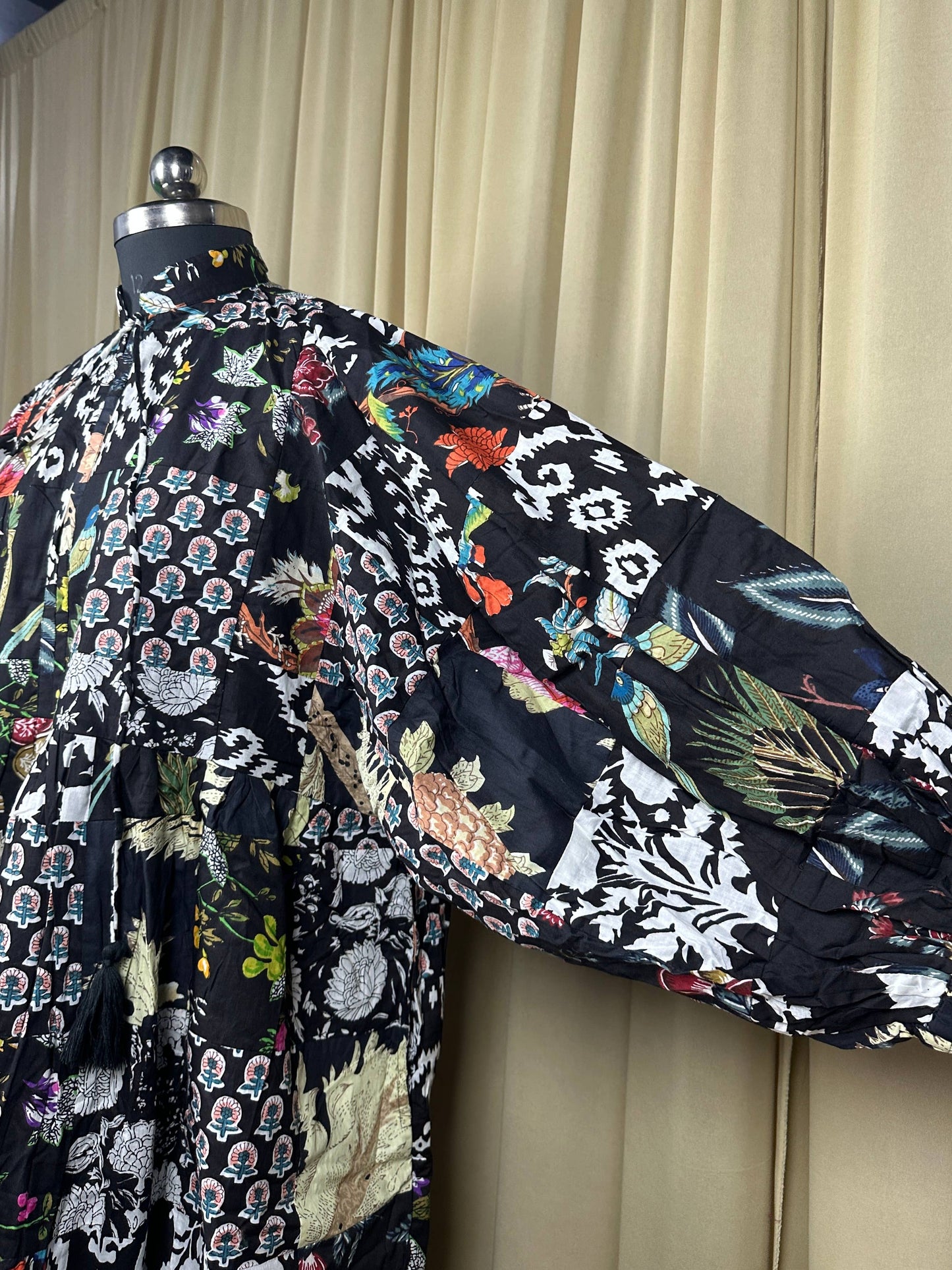 BLACK SHADES - Hand Patchwork Cotton Dress OneSize