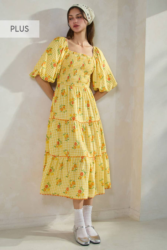 Plus Garden Party Printed Midi Dress
