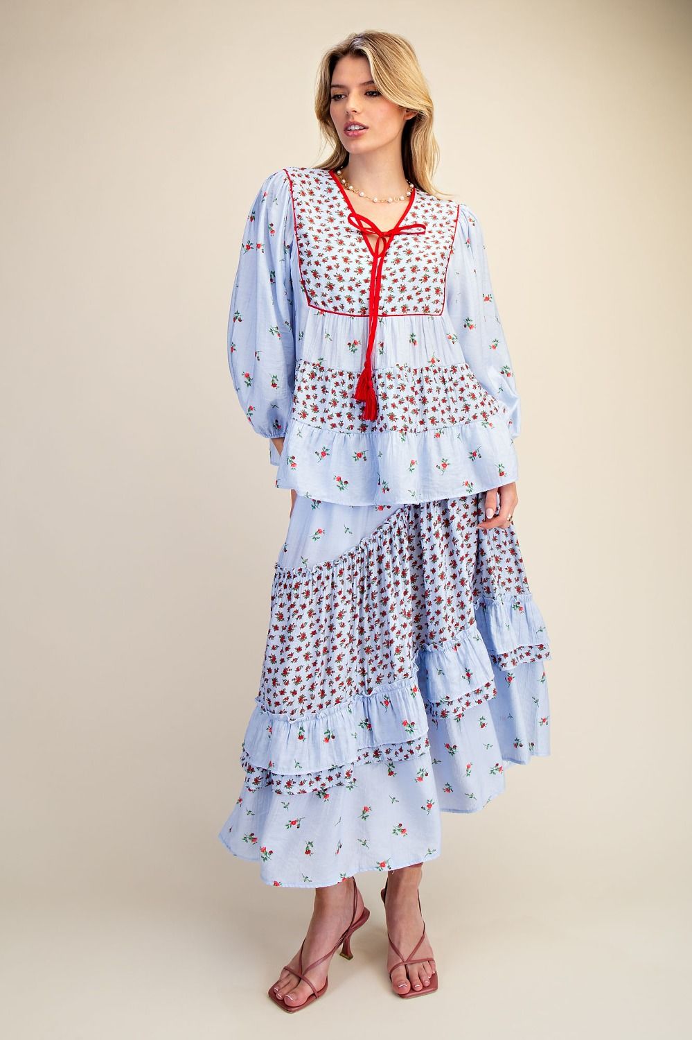 Floral Blue & Red 2 piece set