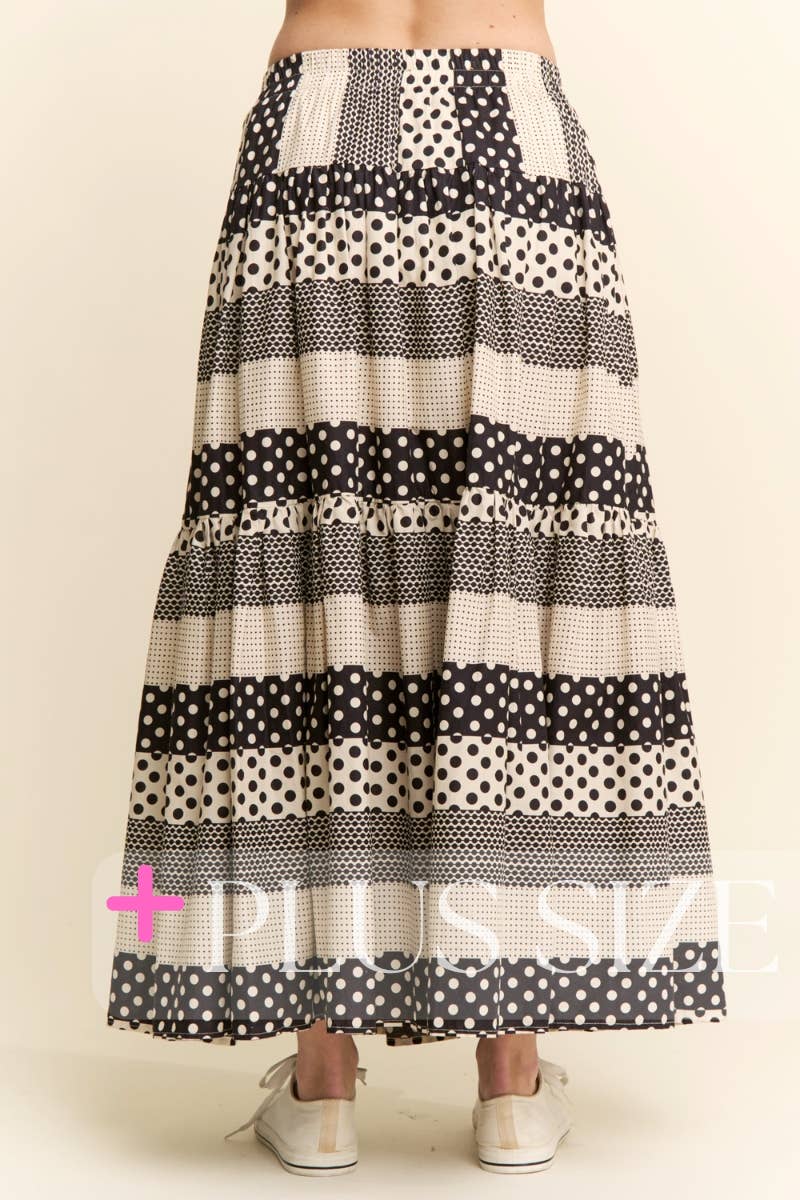 Polkadot Tiered Maxi Flowy Skirt