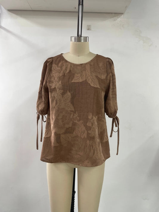 Jackie's Woven, Round Neck Top