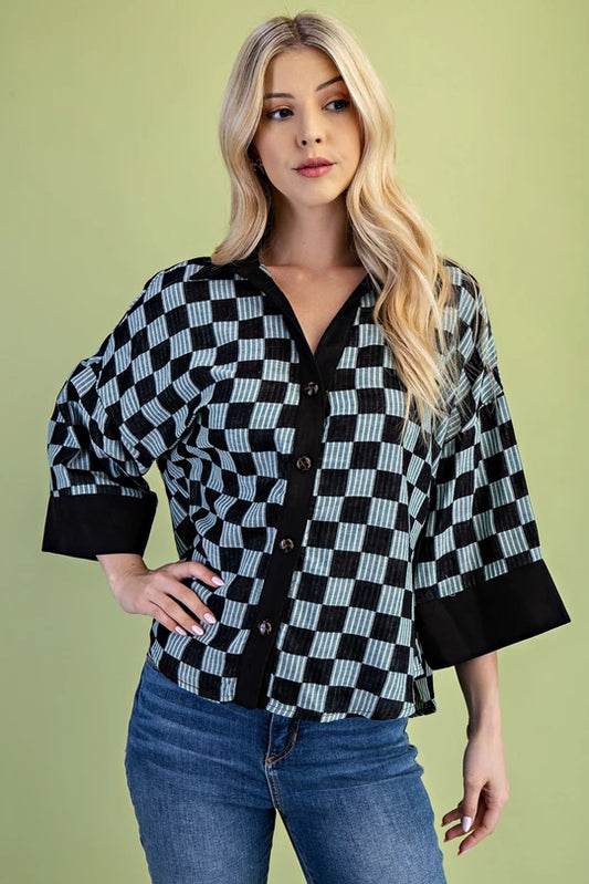 MIDNIGHT CHECK CHARM TOP