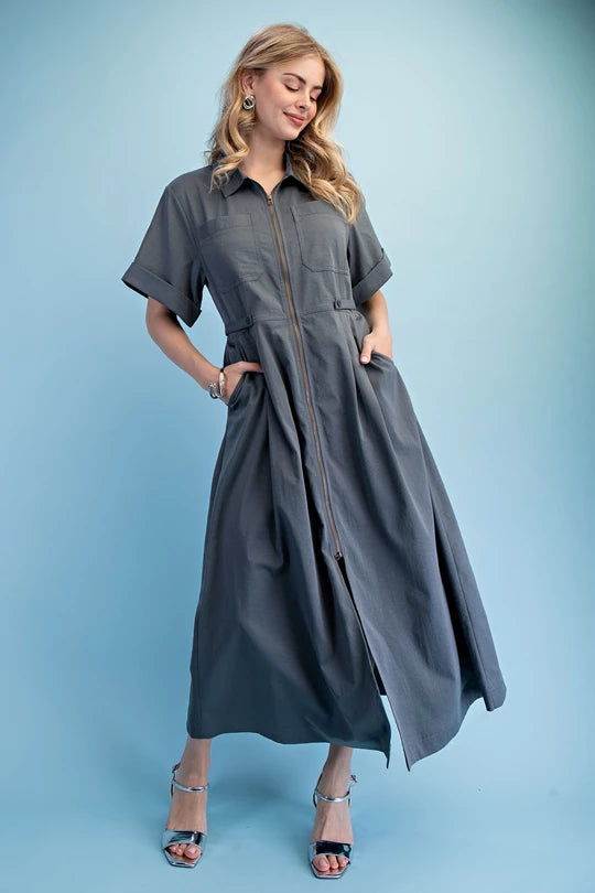 Blue Haven Button Midi Dress