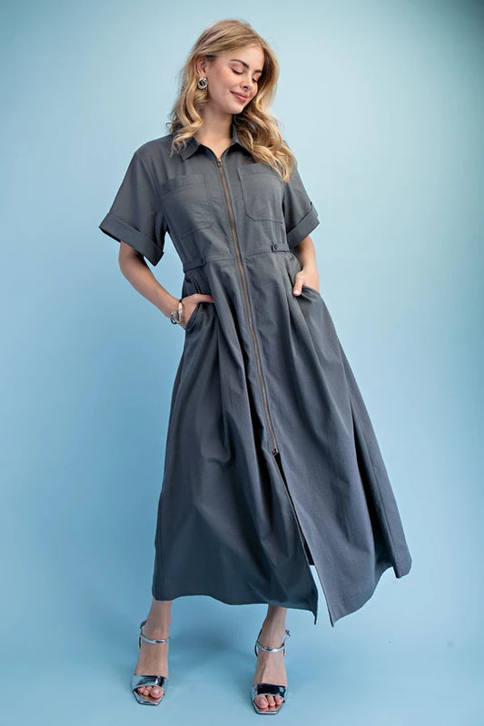 Blue Haven Button Midi Dress