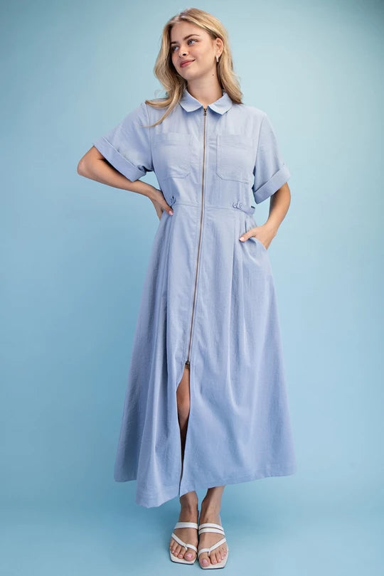 Blue Haven Button Midi Dress
